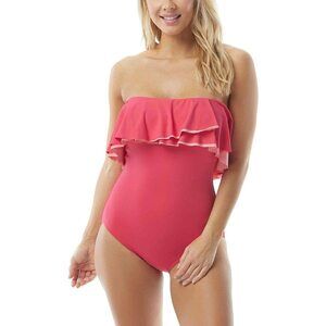 Contours by Coco Reef Women's Standard Agate Ruffle Bandeau ONE Piece, Hibiscus